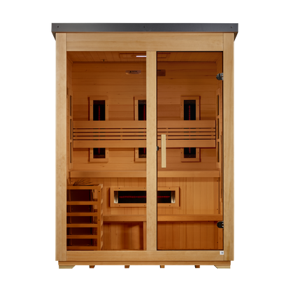 Golden Designs Carinthia Flat-Roof 3-Person Outdoor Near-Zero EMF Hybrid Sauna