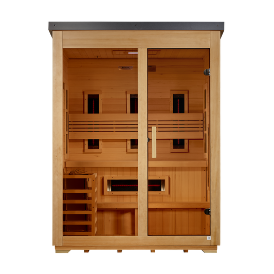 Golden Designs Carinthia Flat-Roof 3-Person Outdoor Near-Zero EMF Hybrid Sauna