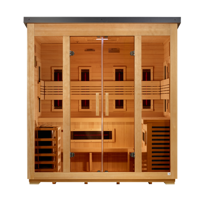 Golden Designs Gargellen Flat-Roof 5-Person Outdoor Near-Zero EMF Hybrid Sauna