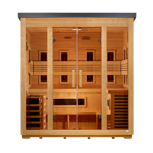 Golden Designs Gargellen Flat-Roof 5-Person Outdoor Near-Zero EMF Hybrid Sauna
