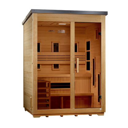 Golden Designs Carinthia Flat-Roof 3-Person Outdoor Near-Zero EMF Hybrid Sauna alternate product view 2