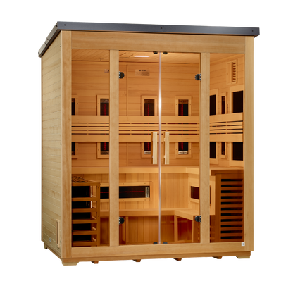 Golden Designs Gargellen Flat-Roof 5-Person Outdoor Near-Zero EMF Hybrid Sauna alternate product view 2