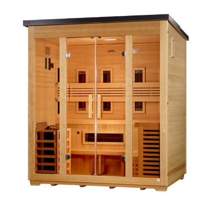 Golden Designs Gargellen Flat-Roof 5-Person Outdoor Near-Zero EMF Hybrid Sauna alternate product view 3