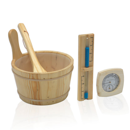 Golden Designs Zurich 4-Person Barrel Outdoor Traditional Sauna included sauna accessory kit