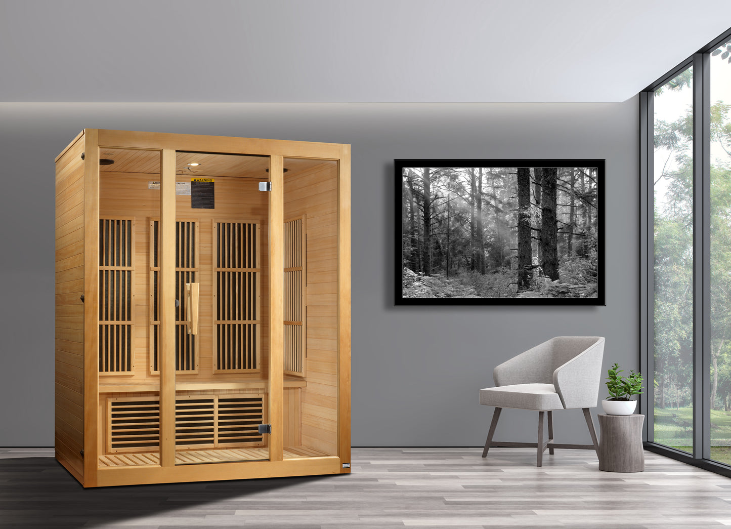 Maxxus Bellevue 3-Person Low EMF Far Infrared Sauna — in a room setting
