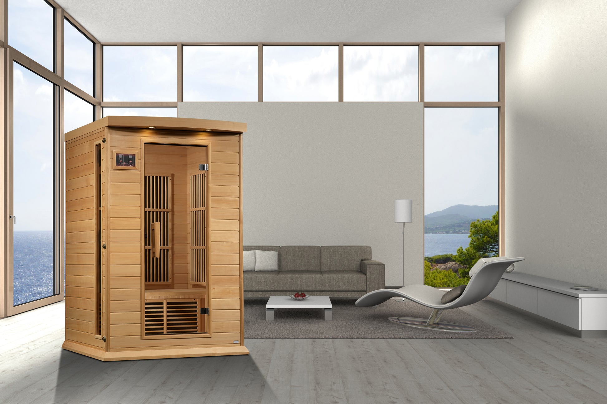 Maxxus K206-01 2-Person Low EMF Far Infrared Sauna — in a room setting