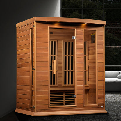 Maxxus K306-01-ZF-CED 3-Person Near-Zero EMF Far Infrared Sauna – Red Cedar — in a room setting