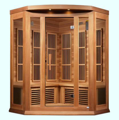 Maxxus K356-01-CED 3-Person Corner Low EMF Far Infrared Sauna – Red Cedar — product view 1