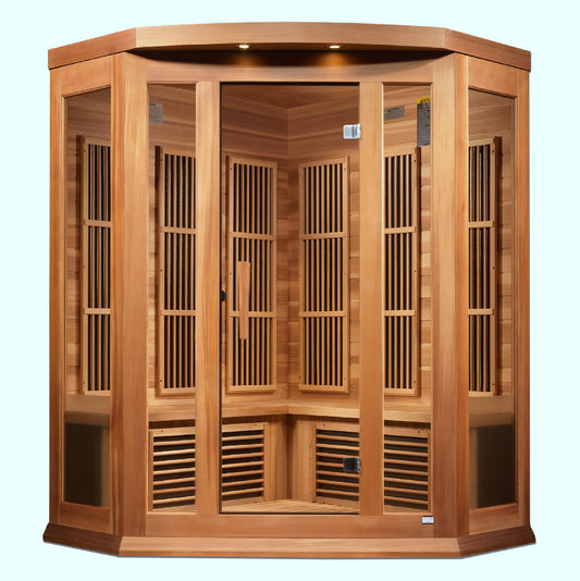 Maxxus K356-01-CED 3-Person Corner Low EMF Far Infrared Sauna – Red Cedar — product view 1