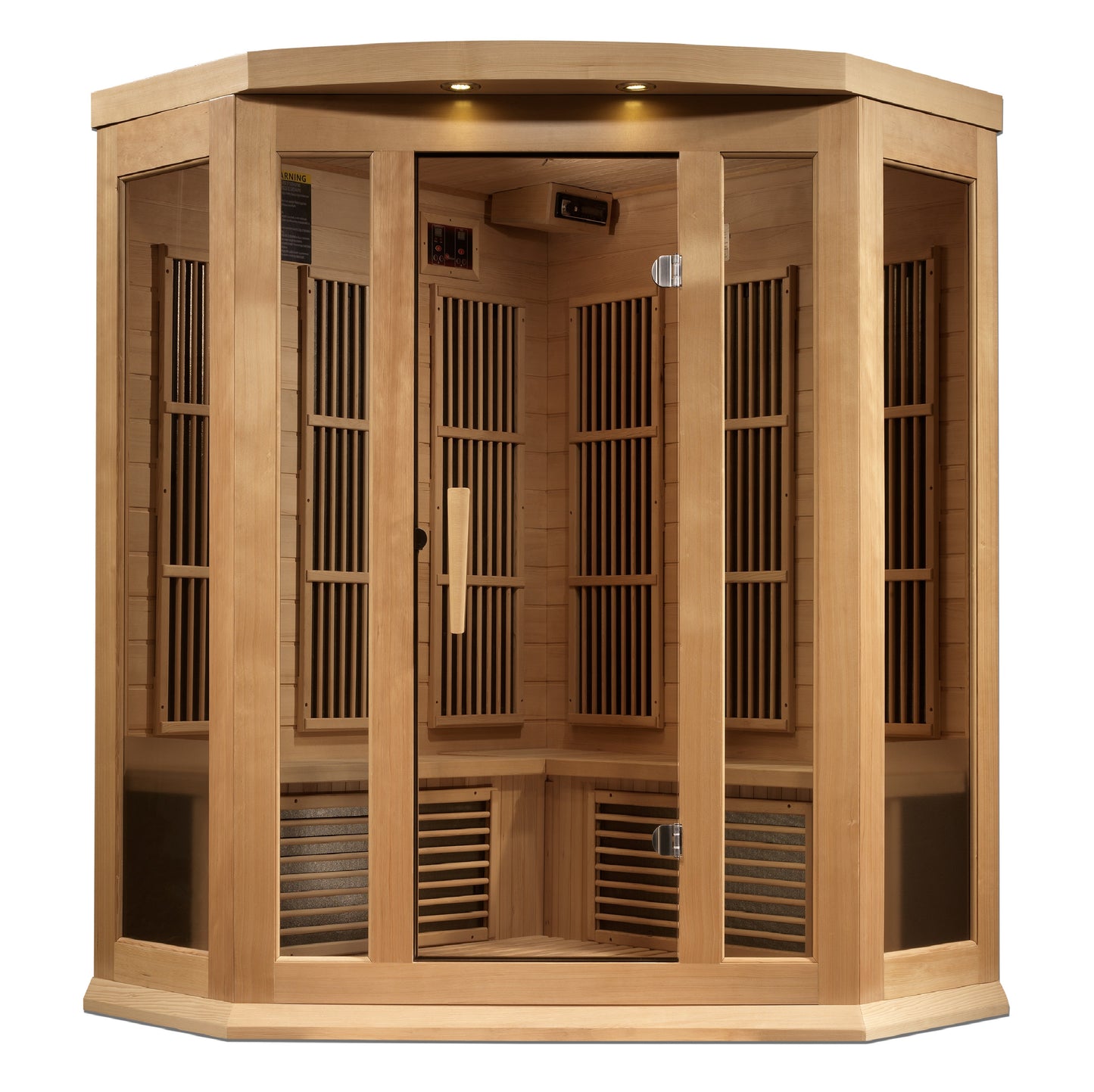 Maxxus K356-01-ZF 3-Person Corner Near-Zero EMF Far Infrared Sauna – Hemlock — product view 3