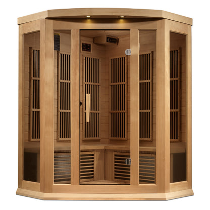Maxxus K356-01-ZF 3-Person Corner Near-Zero EMF Far Infrared Sauna – Hemlock — product view 3