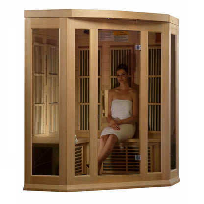 Maxxus K356-01 3-Person Corner Low EMF Far Infrared Sauna – Hemlock — product view 1
