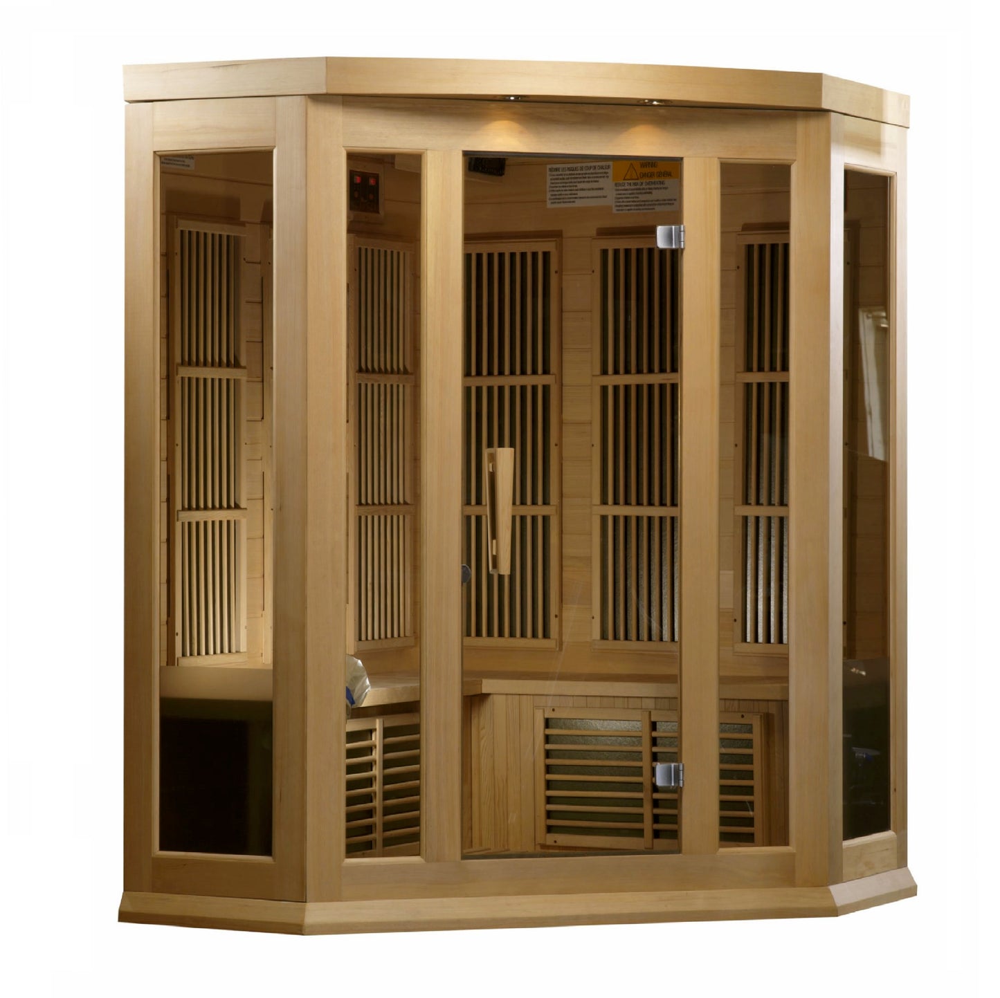 Maxxus K356-01 3-Person Corner Low EMF Far Infrared Sauna – Hemlock — product view 2