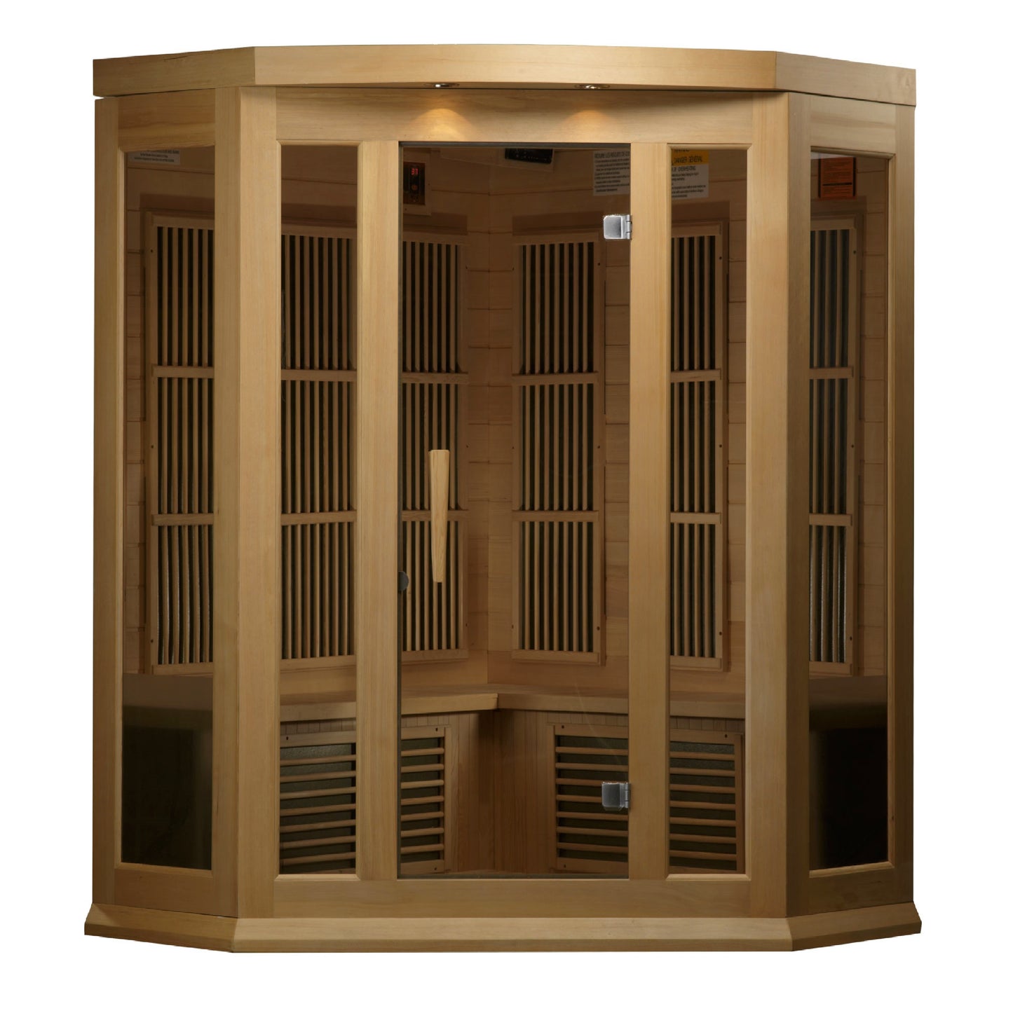 Maxxus K356-01 3-Person Corner Low EMF Far Infrared Sauna – Hemlock — product view 3