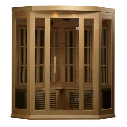 Maxxus K356-01 3-Person Corner Low EMF Far Infrared Sauna – Hemlock — product view 3