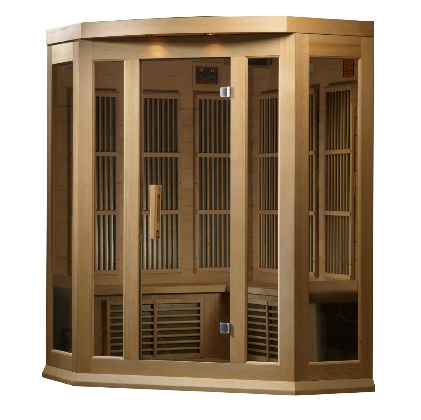 Maxxus K356-01 3-Person Corner Low EMF Far Infrared Sauna – Hemlock — product view 4