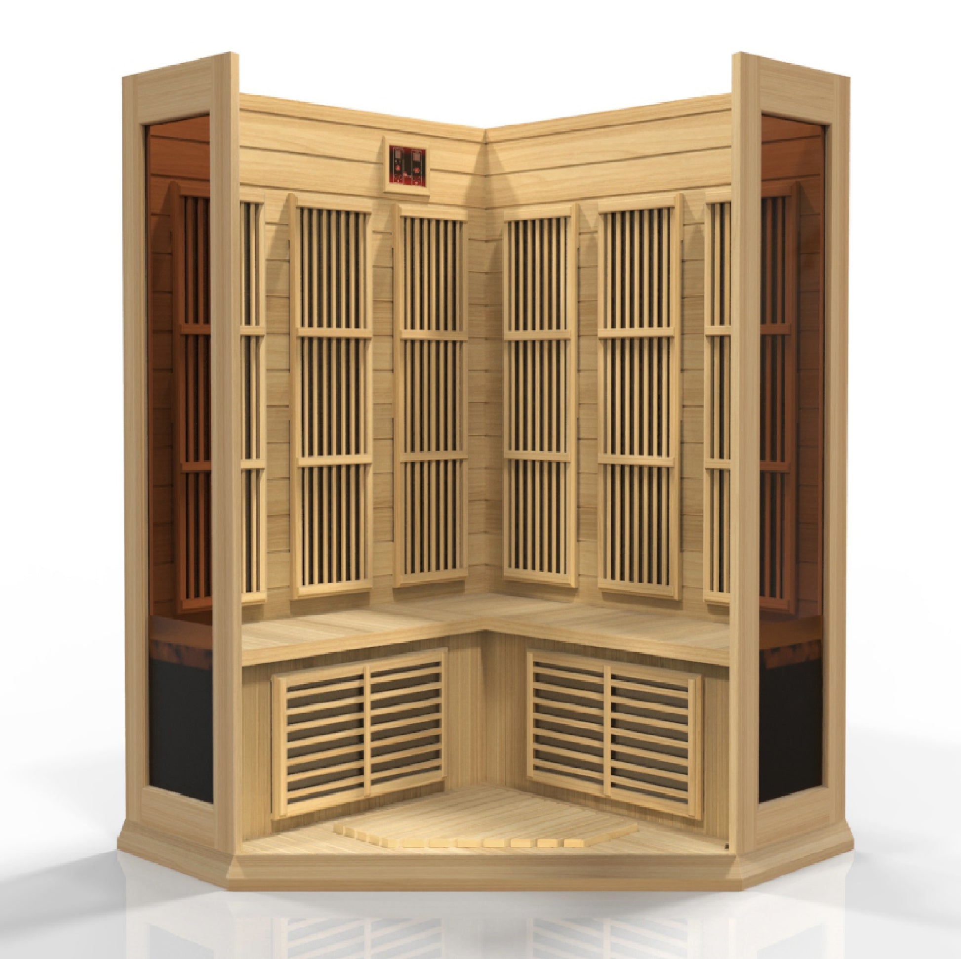 Maxxus K356-01 3-Person Corner Low EMF Far Infrared Sauna – Hemlock — product view 7
